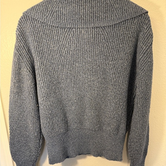 White House Black Market Men's Blue Ribbed Zip-Up Sweater - Picture 3 of 3